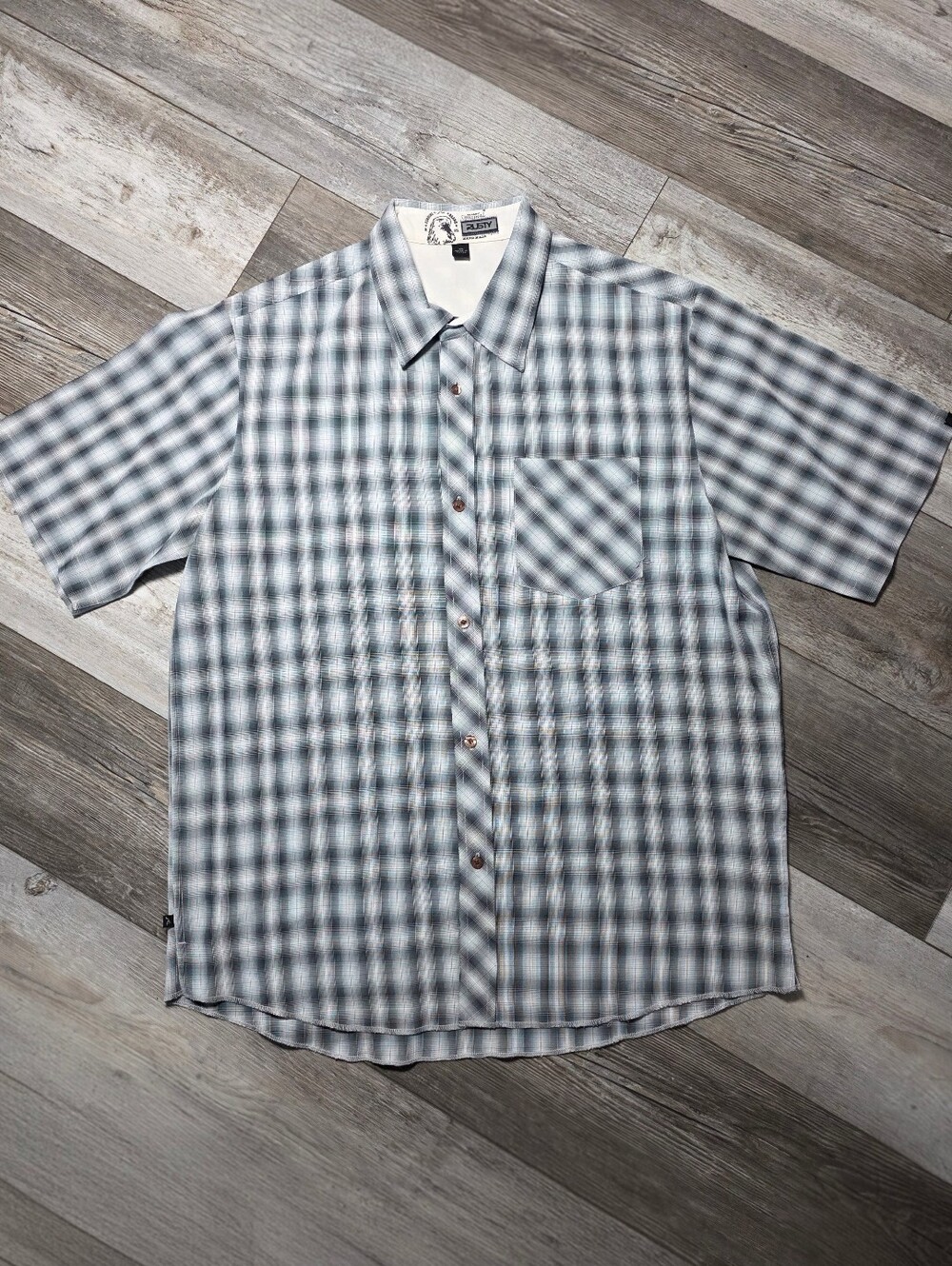 Rusty Men's Vintage Y2K Plaid Button-down Short Sleeve Shirt Sz XL